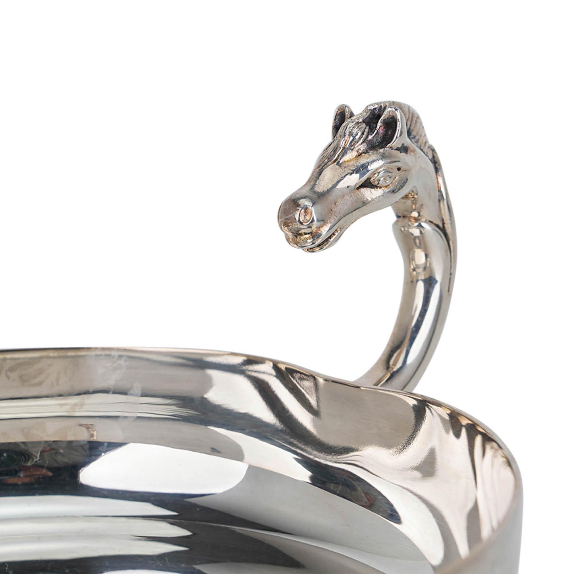 Women's or Men's Hermes Silver Horse Head Catch All Pin Tray For Sale