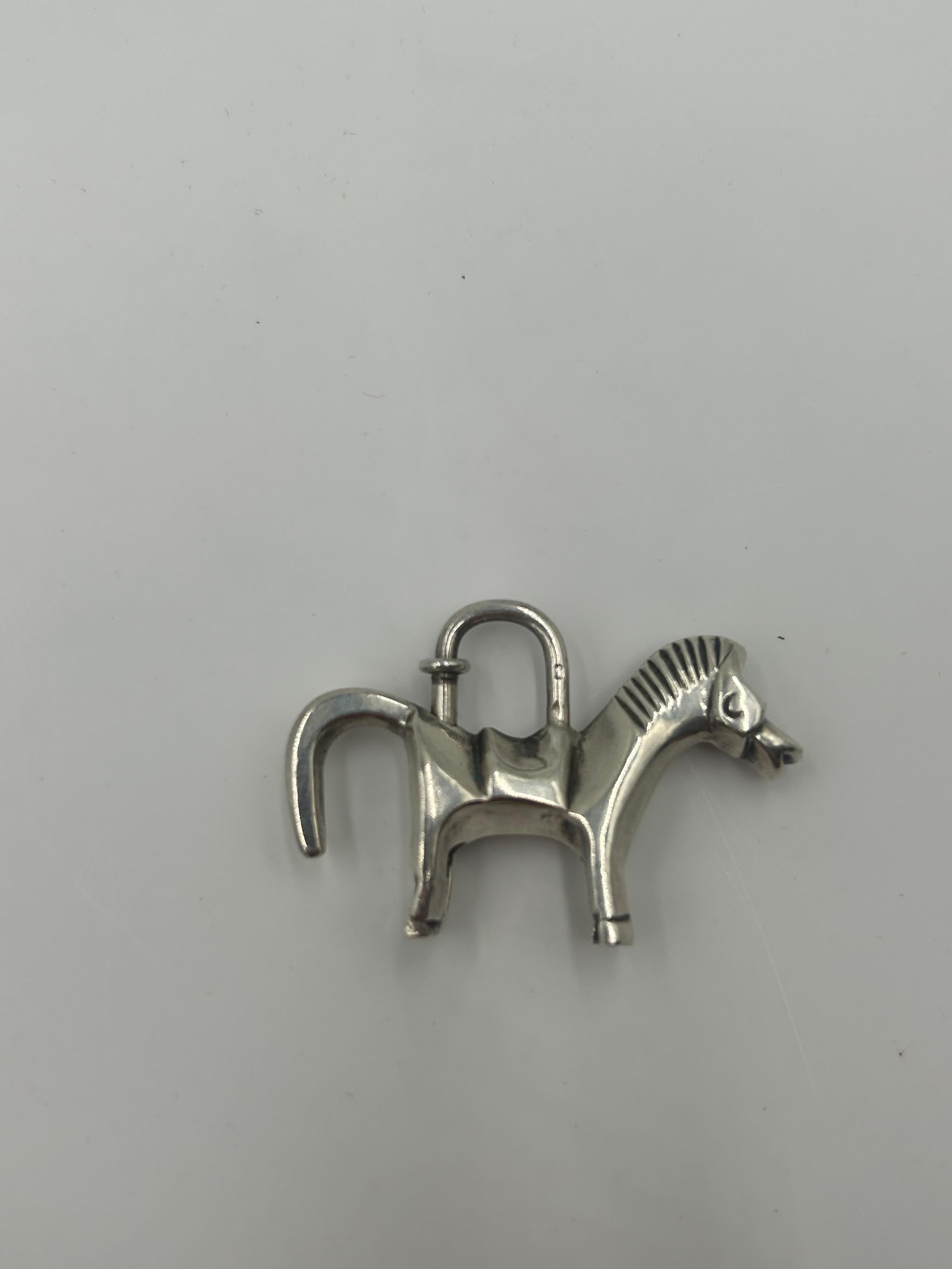 Women's or Men's Hermès Silver Horse Lock For Sale