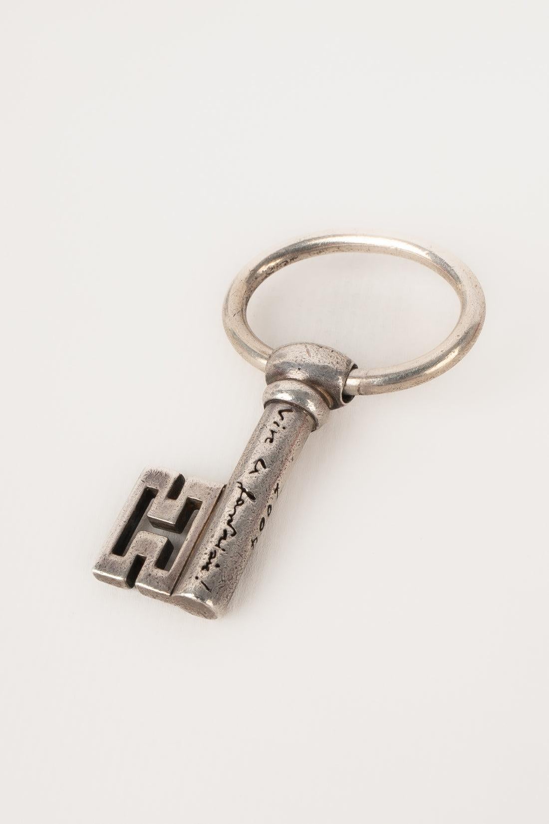 Hermès Silver Key Ring 'Vive la fantaisie', 2004 In Excellent Condition In SAINT-OUEN-SUR-SEINE, FR