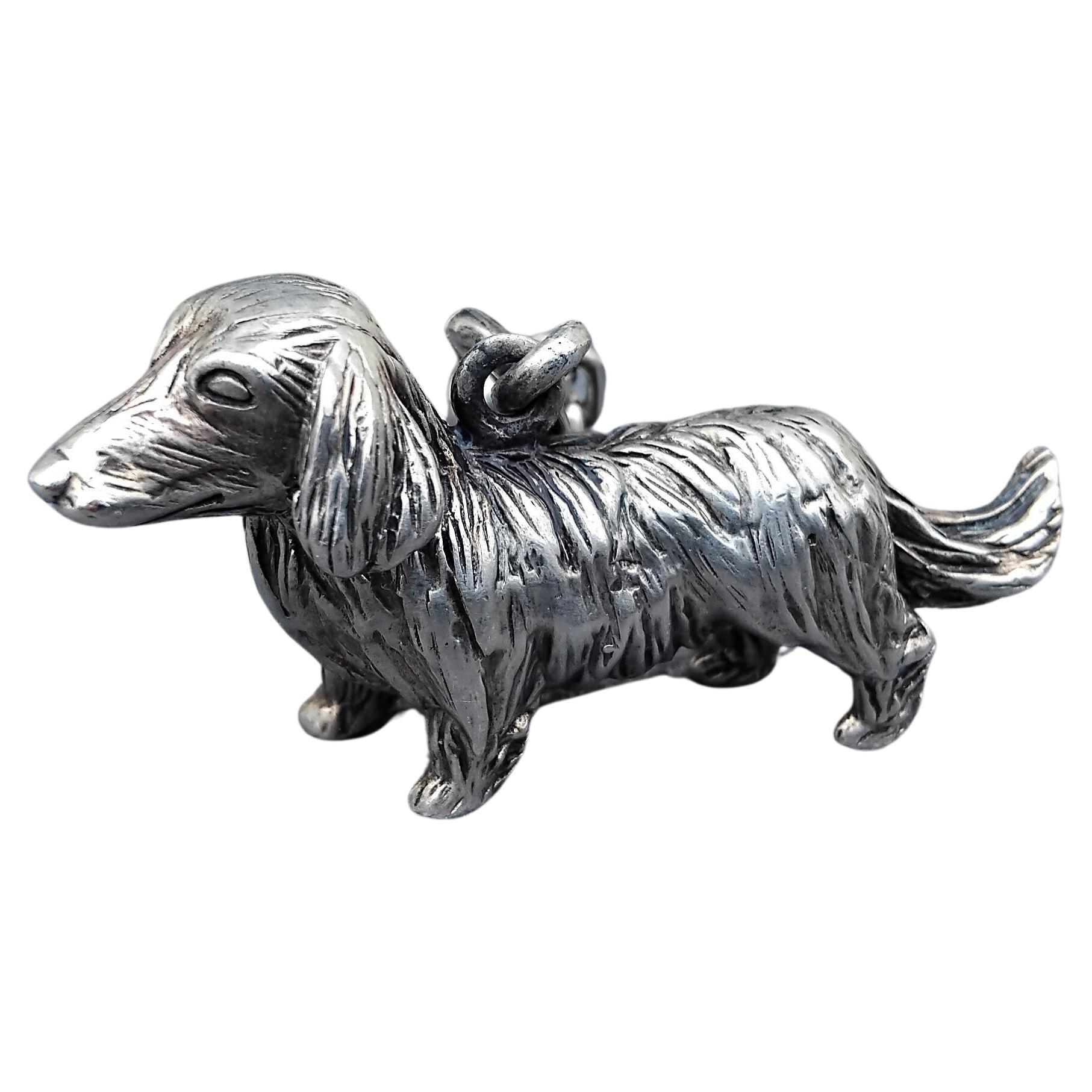 Hermès Silver Keychain Key Holder Dachshund Dog Shaped For Sale 6