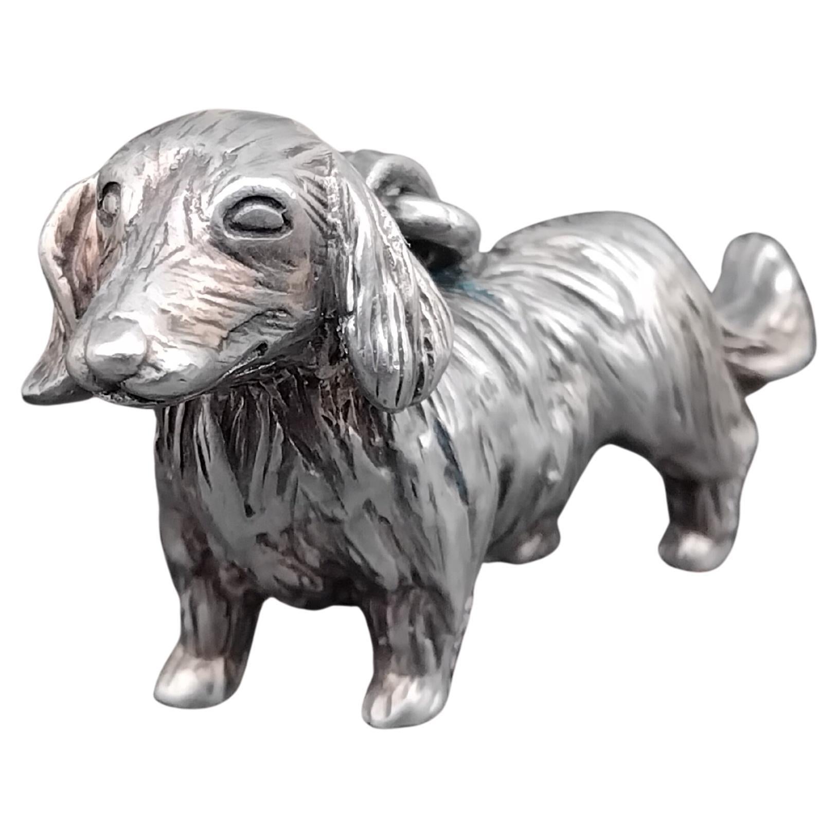 Hermès Silver Keychain Key Holder Dachshund Dog Shaped For Sale 1