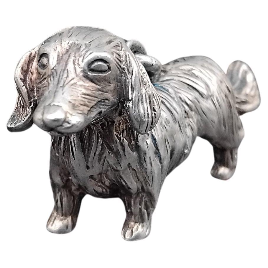 Hermès Silver Keychain Key Holder Dachshund Dog Shaped For Sale 2