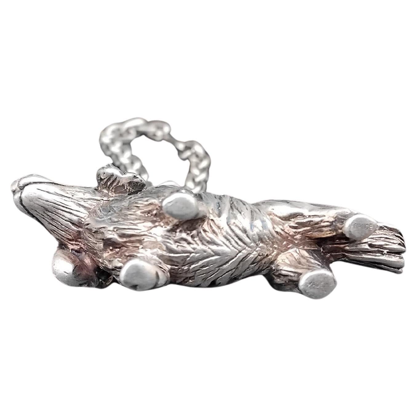 Hermès Silver Keychain Key Holder Dachshund Dog Shaped For Sale 3