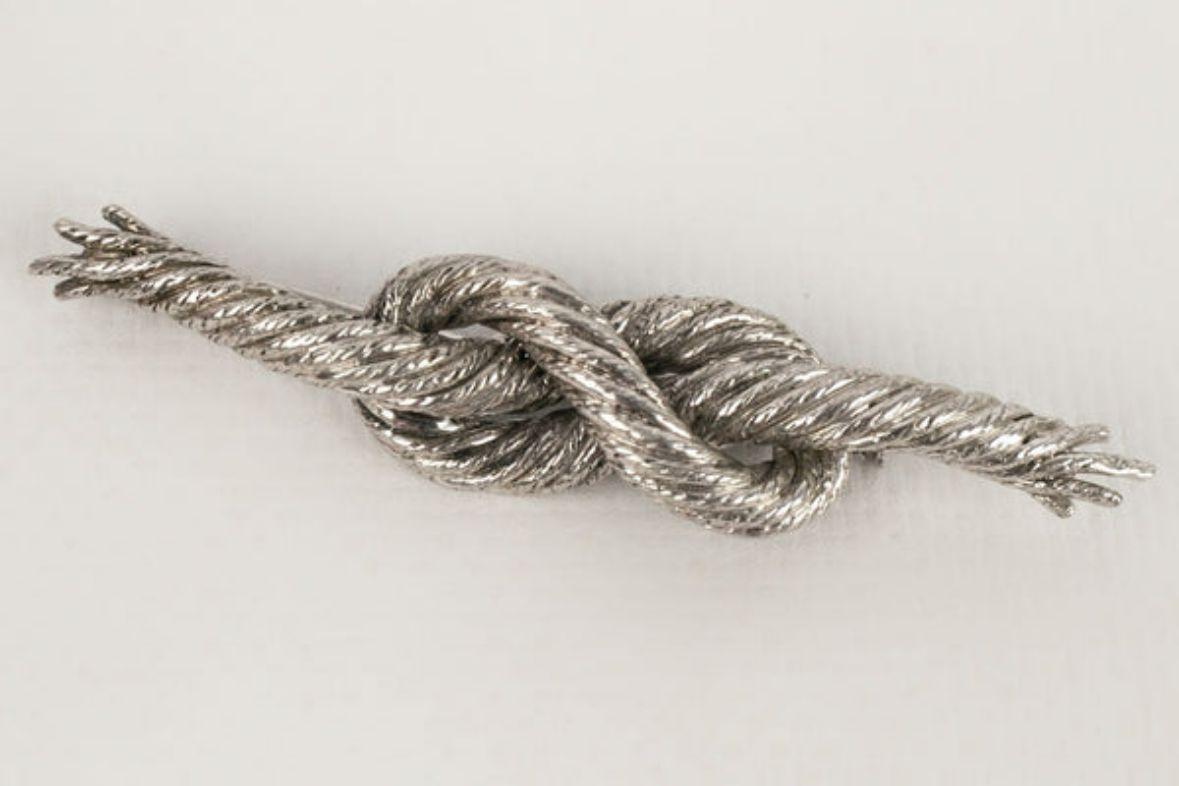 Women's or Men's Hermès Silver Knot of Eight in Rope Brooch