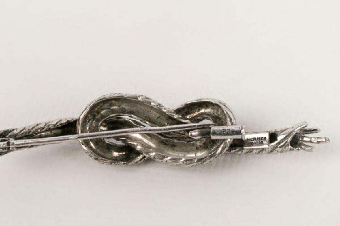 Hermès Silver Knot of Eight in Rope Brooch 2