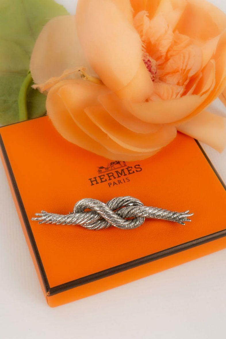 Hermès Silver Knot of Eight in Rope Brooch 3