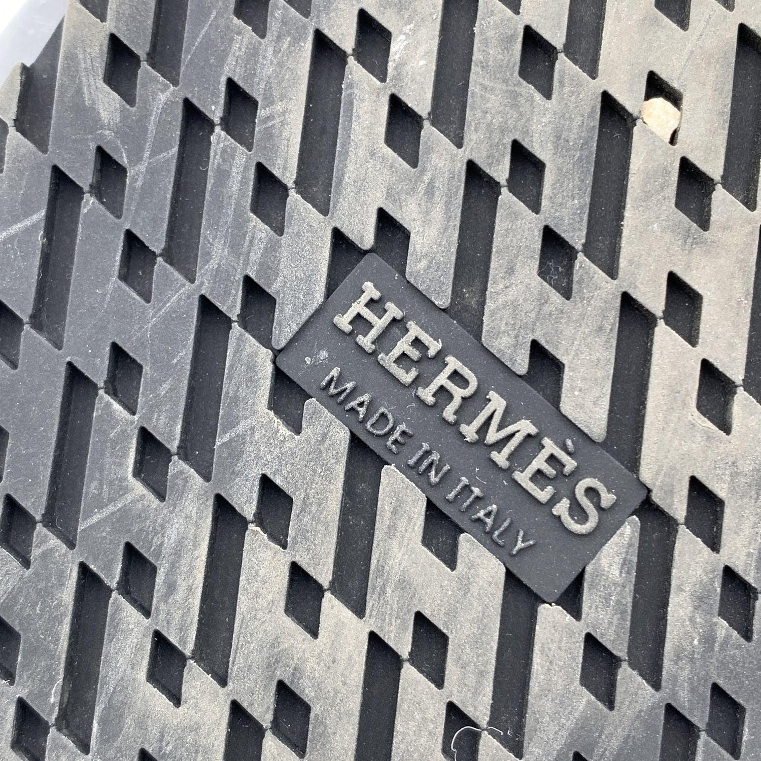 Hermes Silver Leather Chaine d'Ancre Extra Slide Sandals Shoes Size 37 en vente 2