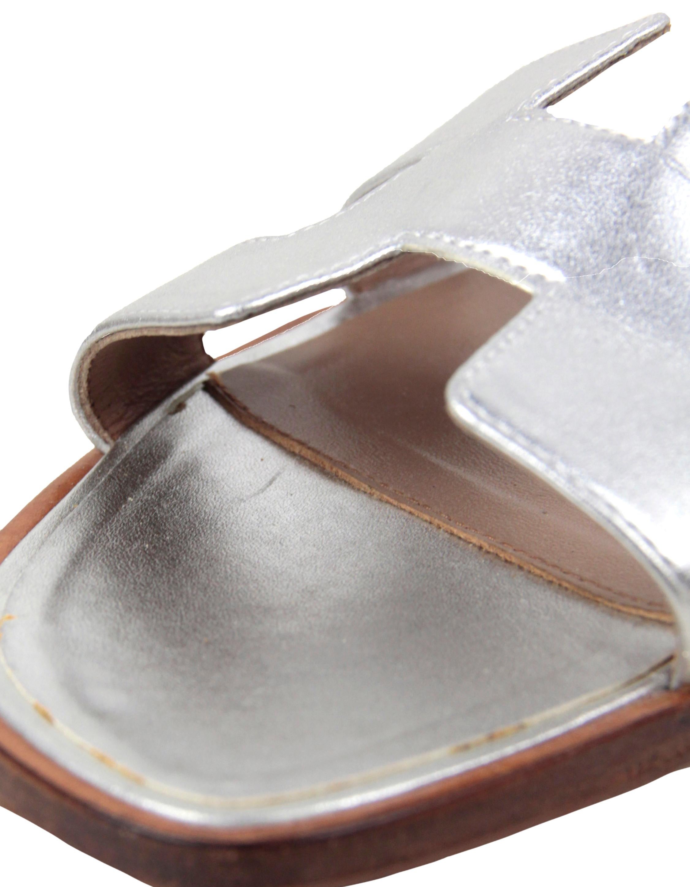 silver leather sandals