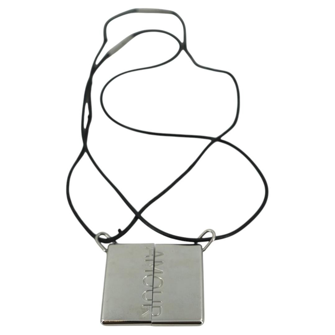 Hermes Silver Metal Symbole Amour Plate Pendant Set of 2 Necklaces