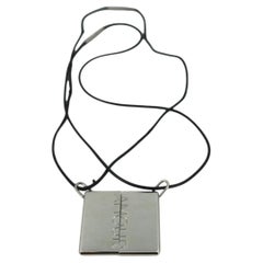 Hermes Silver Metal Symbole Amour Plate Pendant Set of 2 Necklaces