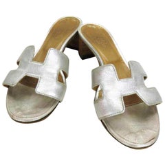 Hermès Silver Oasis Oran H Logo 232148 Sandals