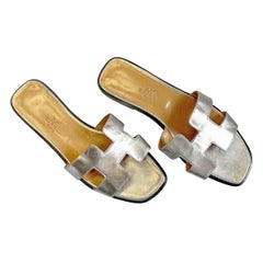 Hermes Silver Oran Sandals