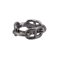 Hermes Silver Palladium Plated Metal Chaine d'Ancre Scarf 90 Ring