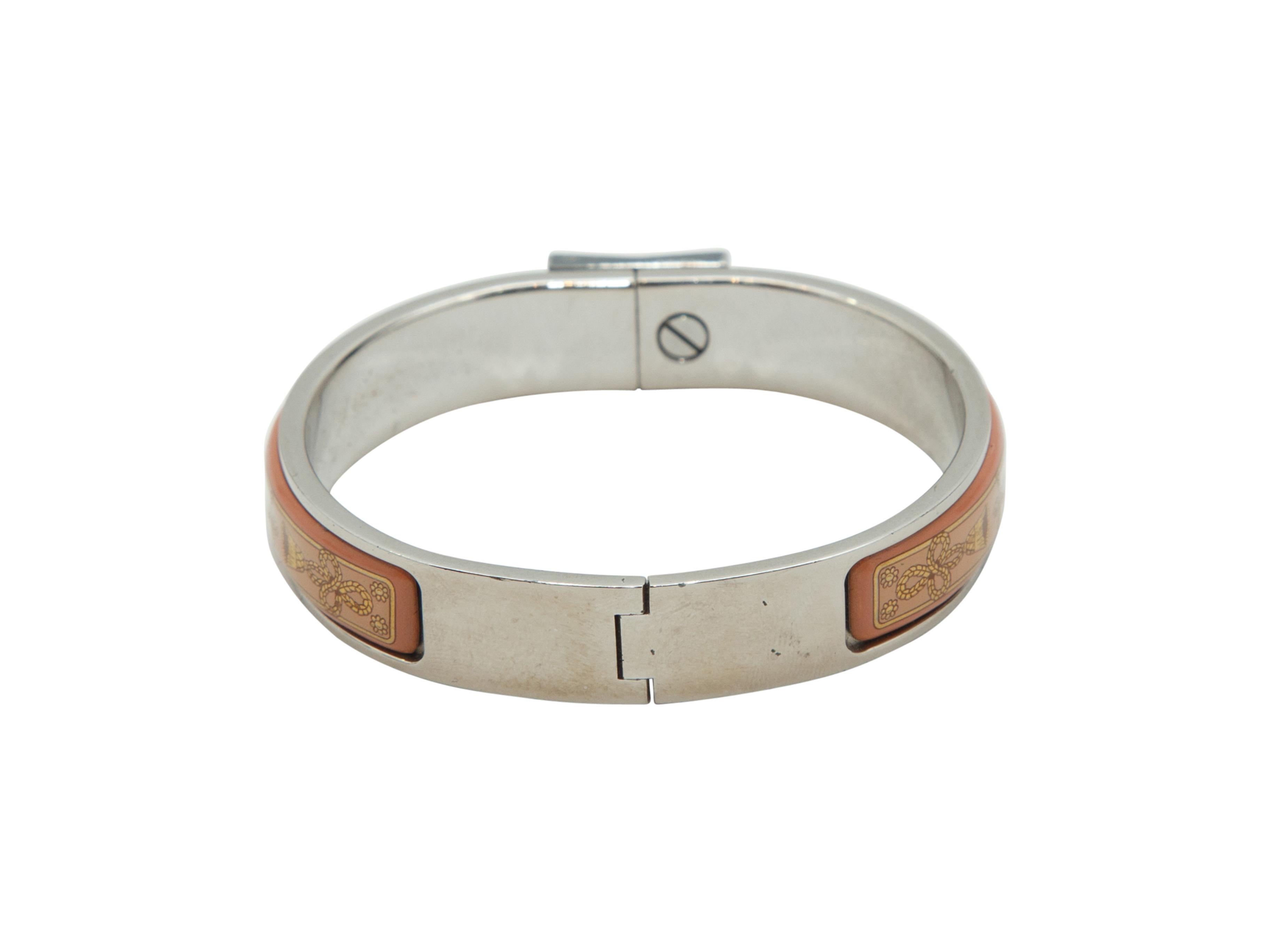 Hermes Silver & Pink Clic Clac Bracelet In Good Condition In New York, NY