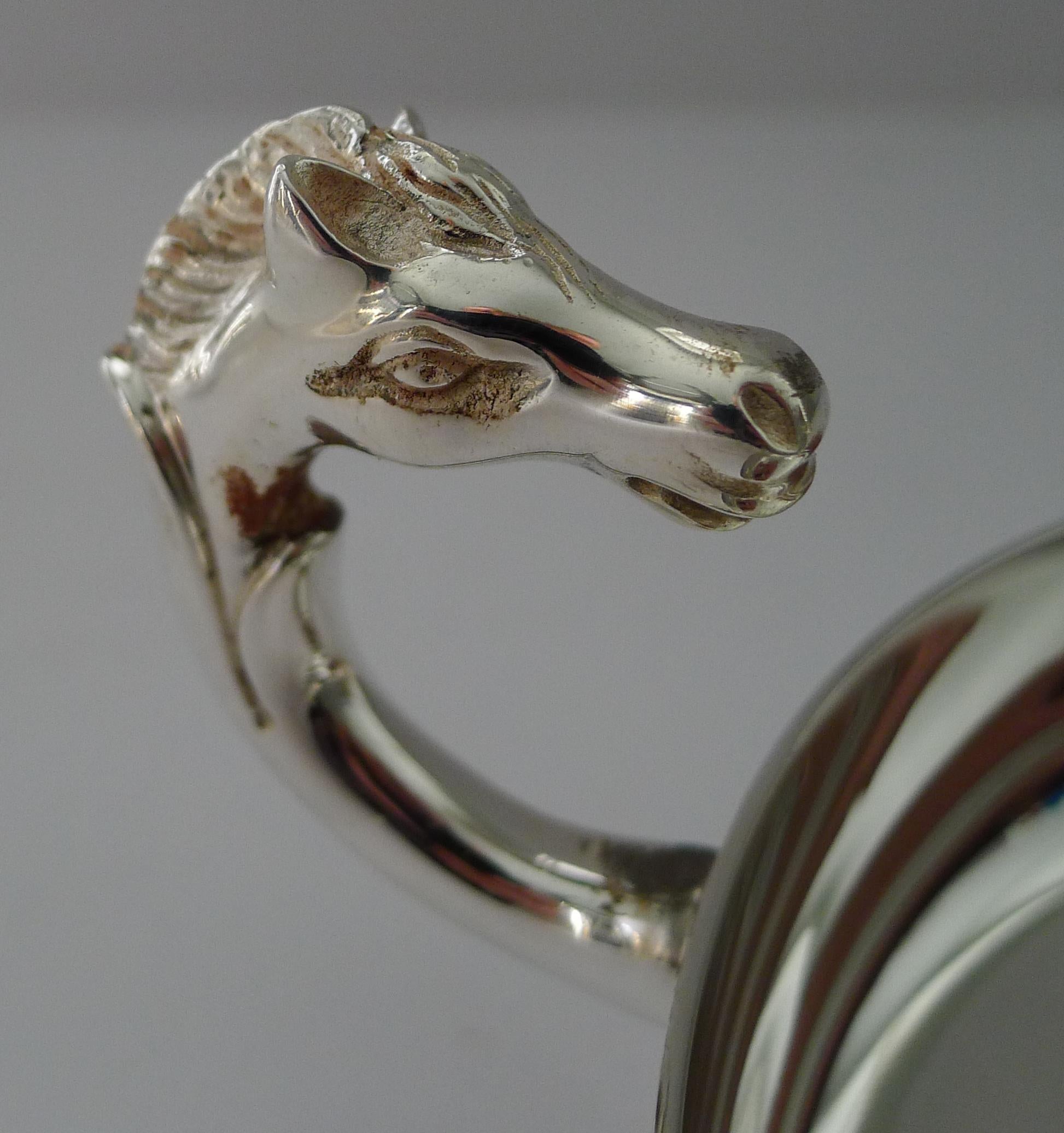 Hermes Silver Plate  Horse Vide Poche / Large Tastevin c.1960 In Good Condition For Sale In Bath, GB