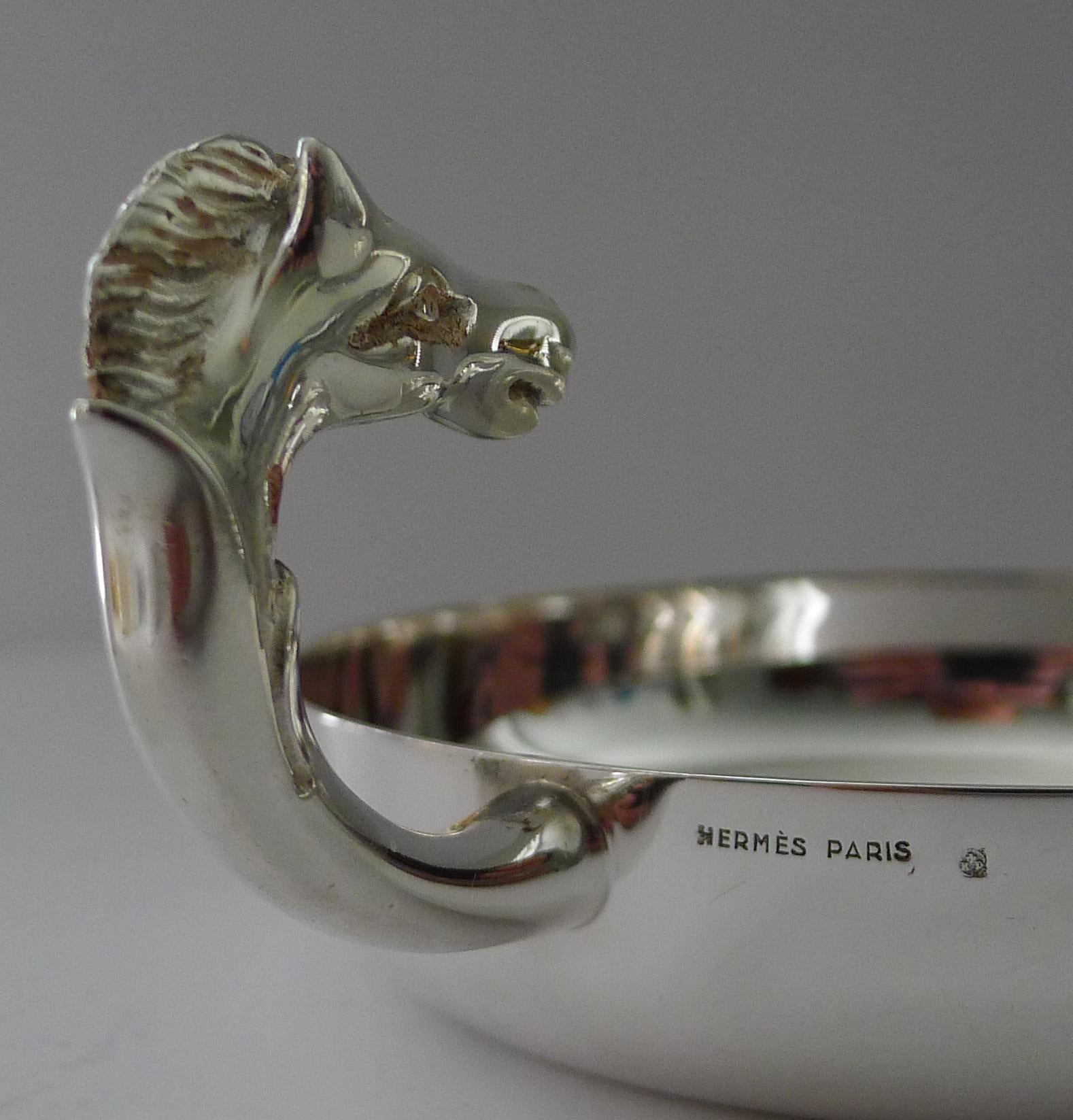 Mid-20th Century Hermes Silver Plate  Horse Vide Poche / Large Tastevin c.1960 For Sale