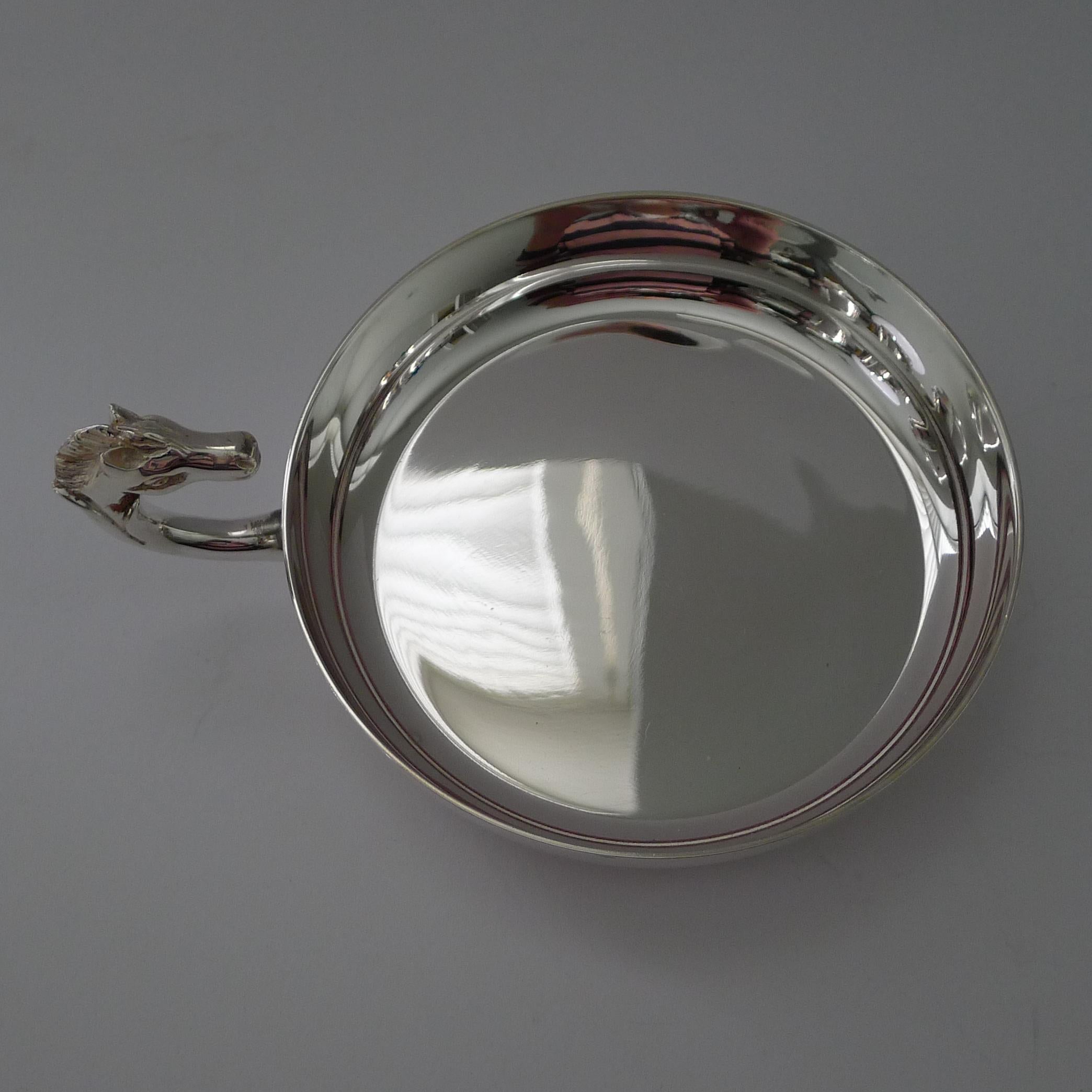 Hermes Silver Plate  Horse Vide Poche / Large Tastevin c.1960 For Sale 1