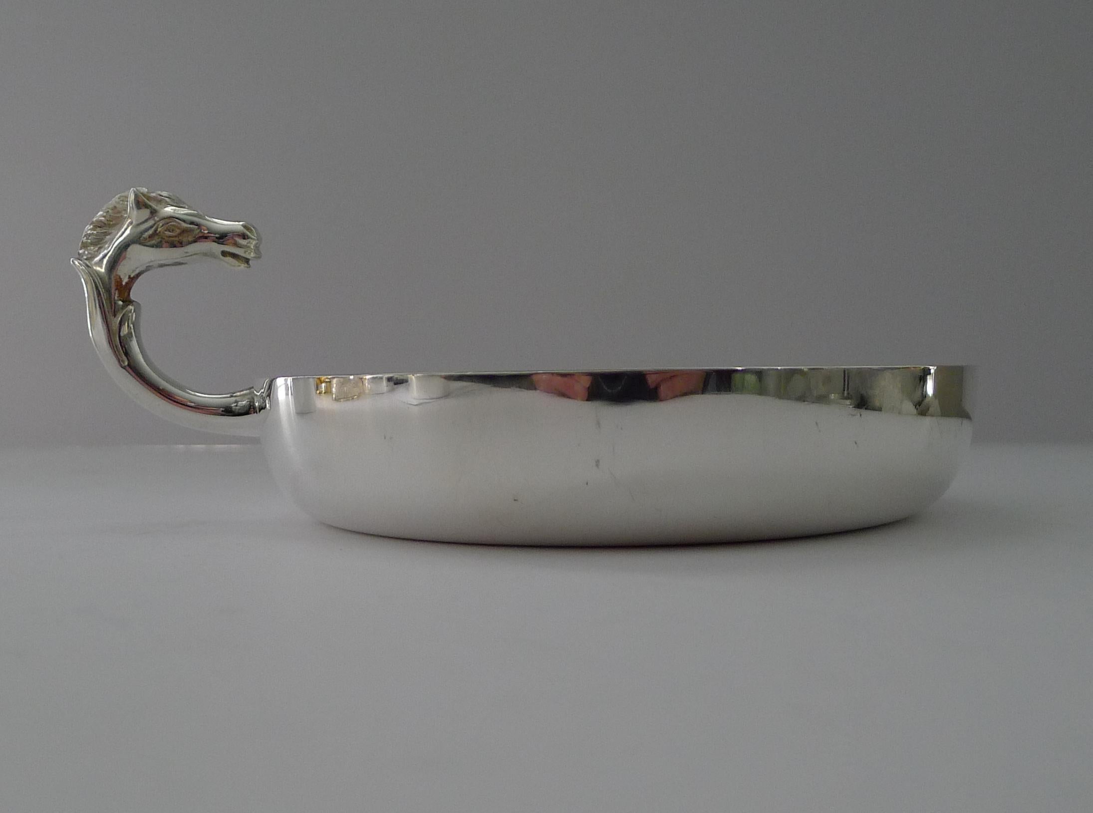 Hermes Silver Plate  Horse Vide Poche / Large Tastevin c.1960 For Sale 2