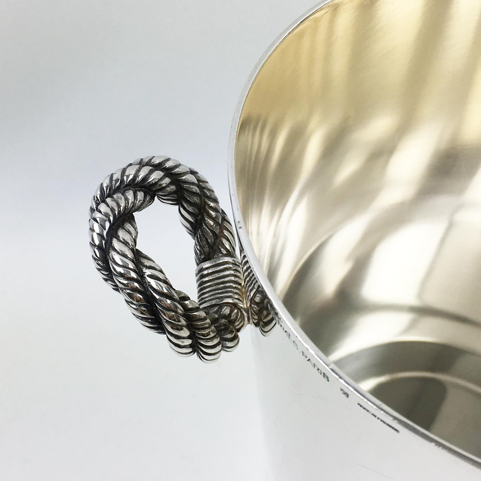 Mid-Century Modern Hermes Silver Plate Nautical Ice Bucket Wine Cooler