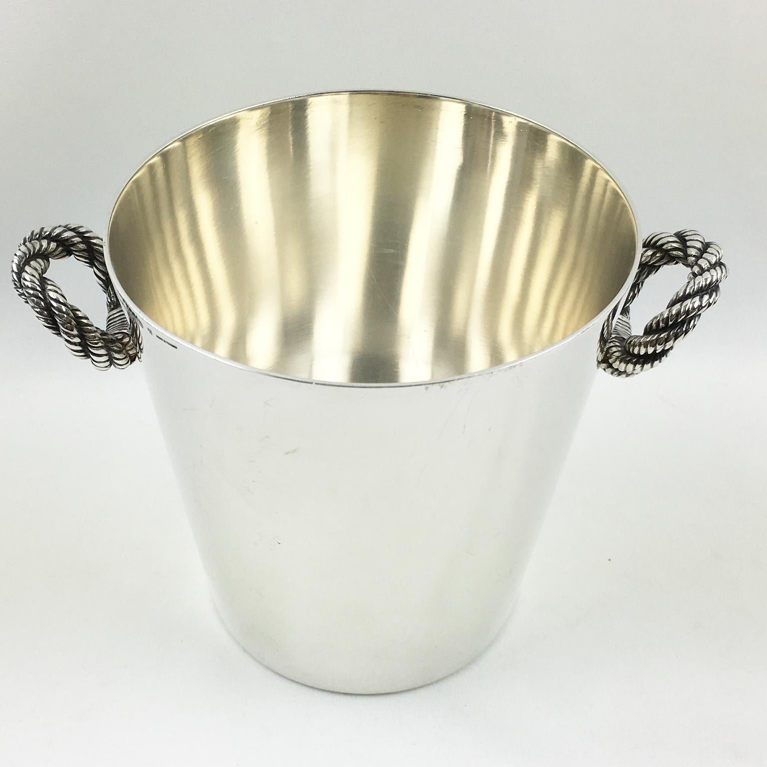 French Hermes Silver Plate Nautical Ice Bucket Wine Cooler