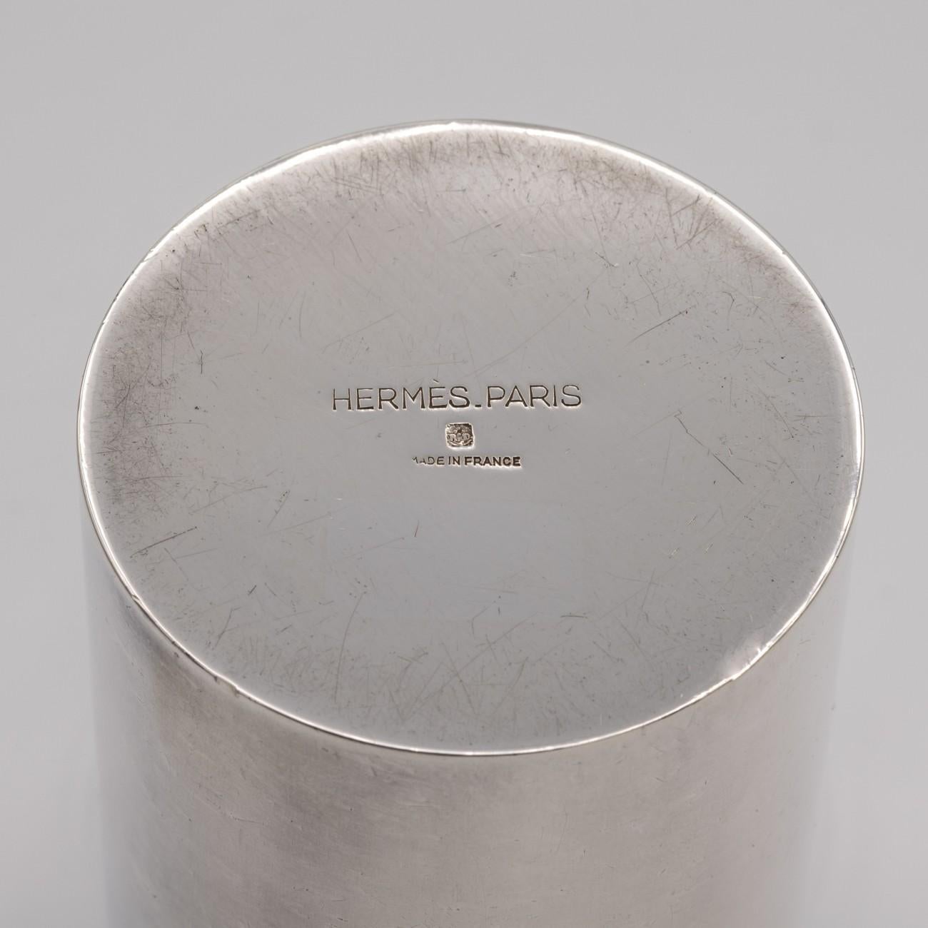 Late 20th Century Hermès Silver Plated and Gilt Shotgun Shell Pot, circa 1970