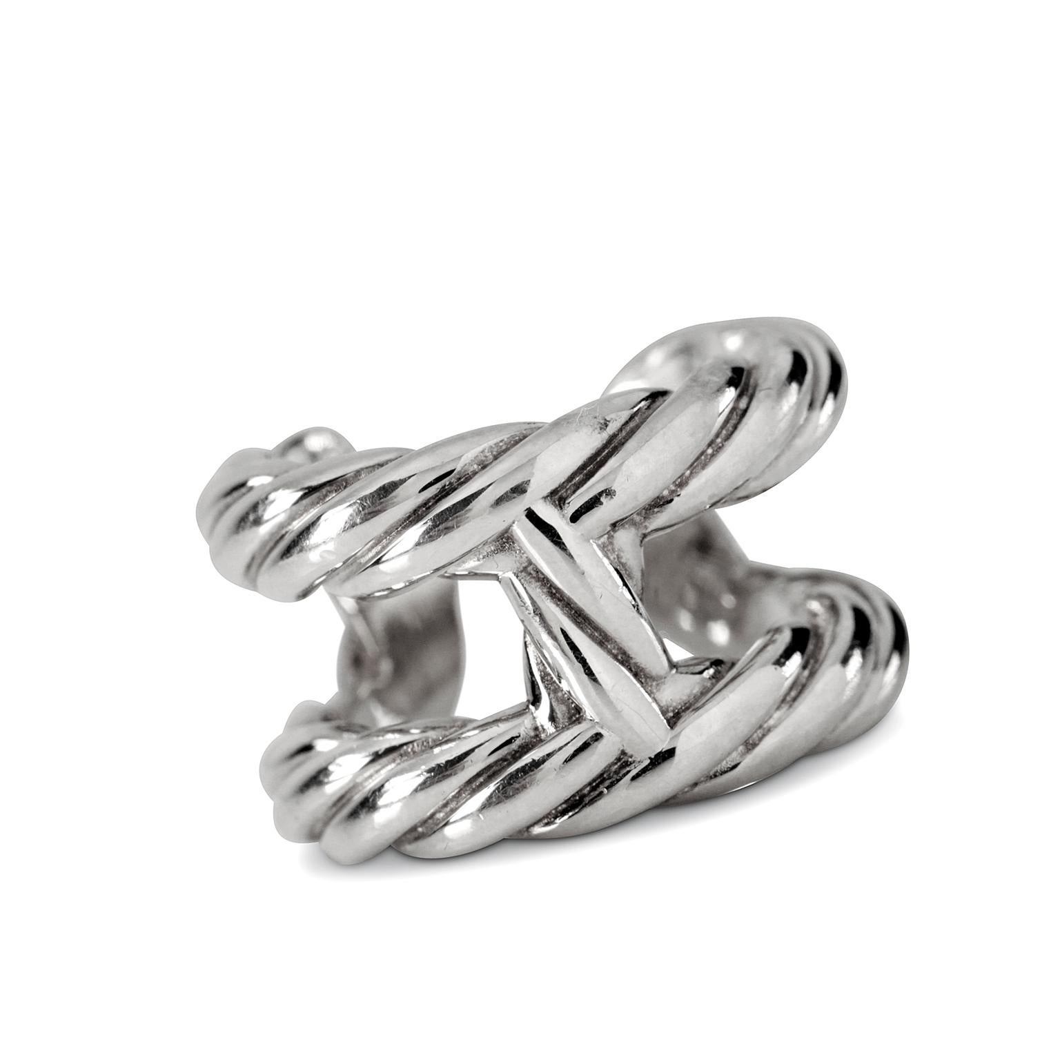 Hermès Silver Rope H Ring size 6.25 In Excellent Condition In Palm Beach, FL