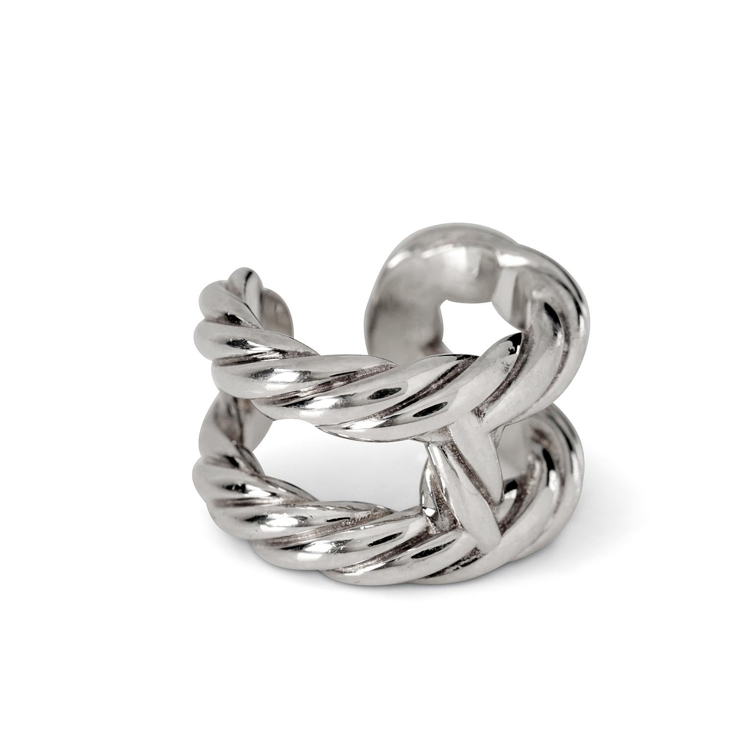 Women's Hermès Silver Rope H Ring size 6.25