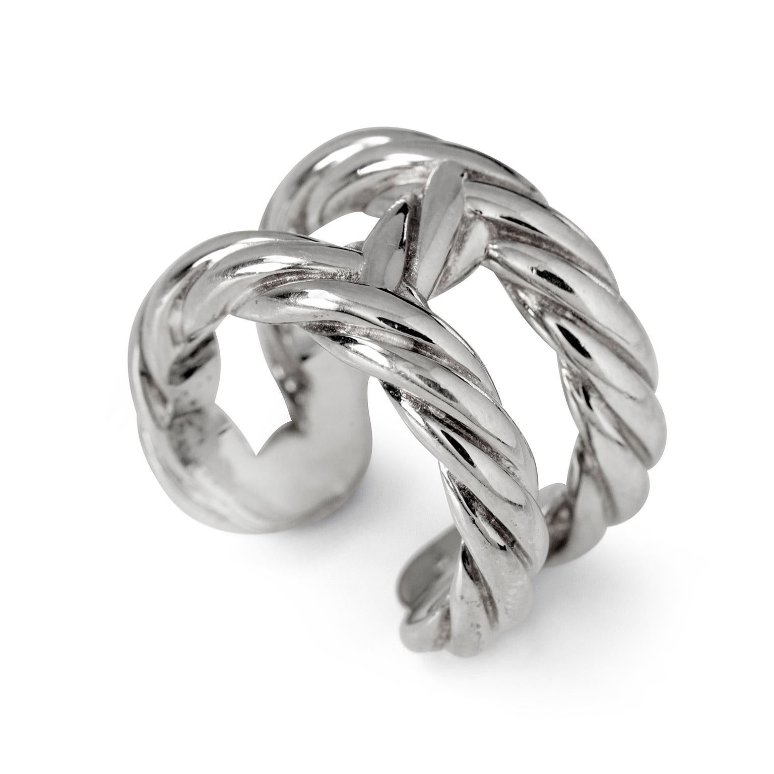 Hermès Silver Rope H Ring size 6.25 1