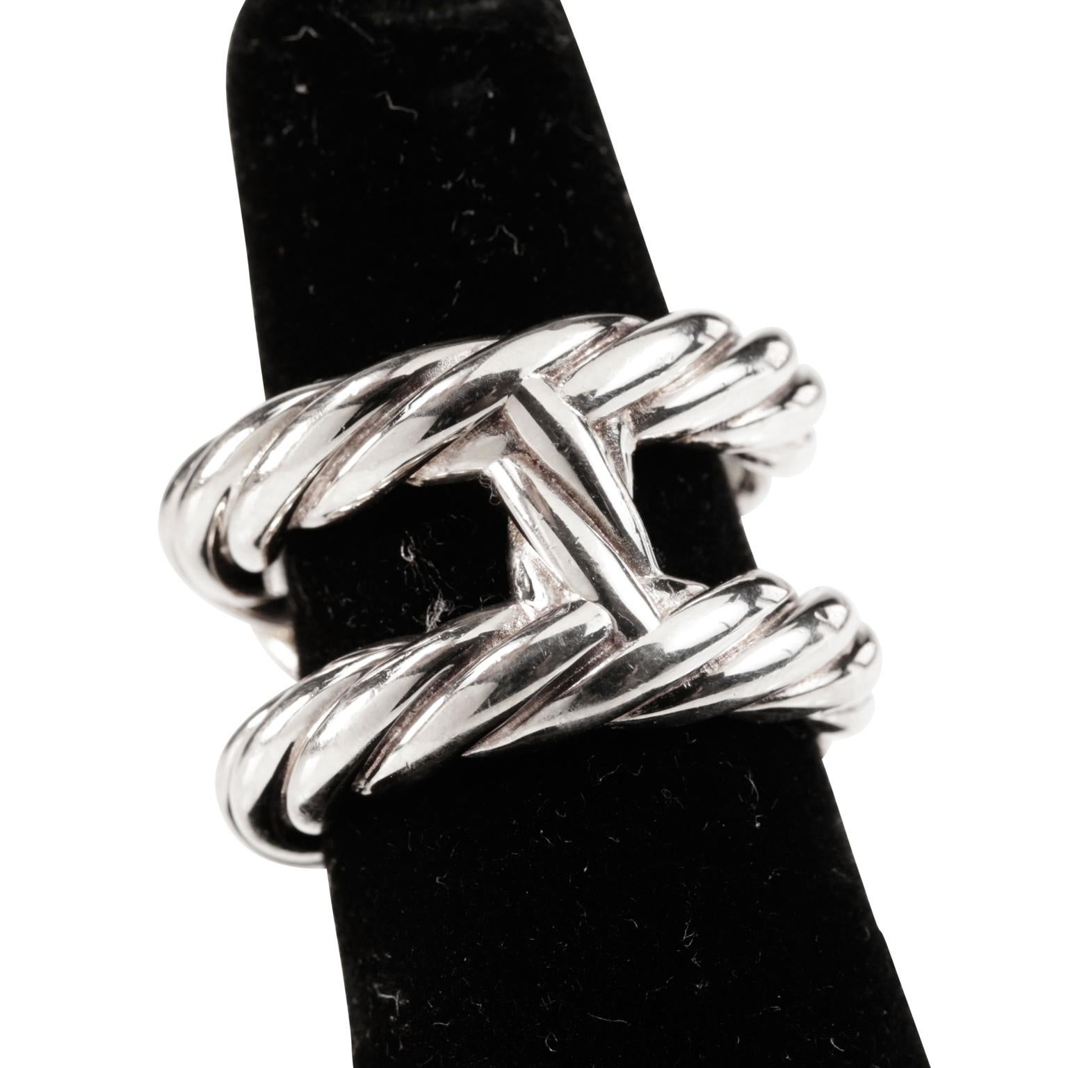 Hermès Silver Rope H Ring size 6.25 2