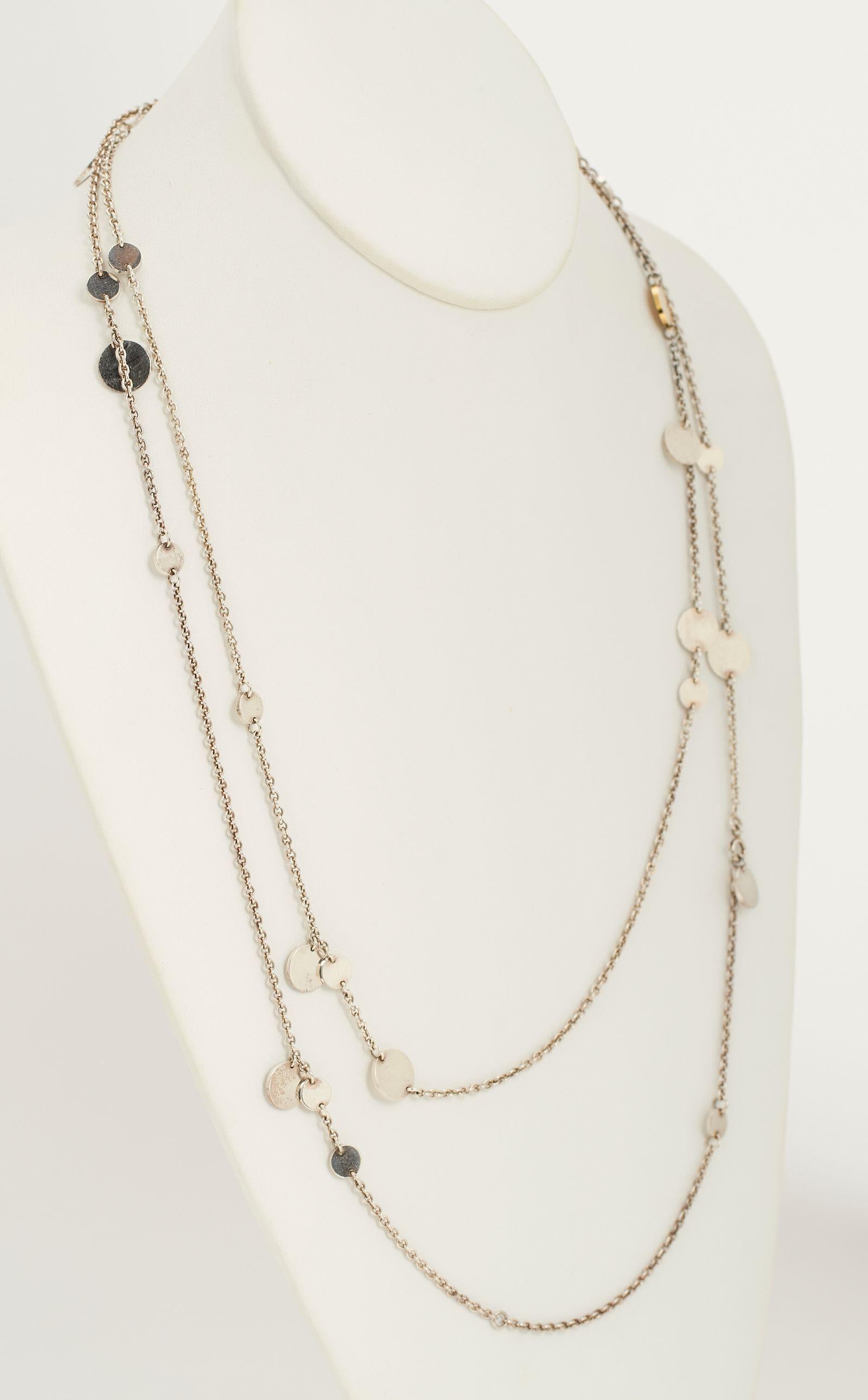 Sautoir Hermès en argent et or rose en vente 3