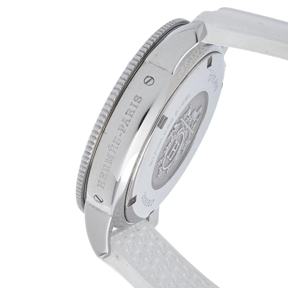 Hermes Silver Rubber Clipper Chronograph CP2.410 Unisex Wristwatch 36 mm 2