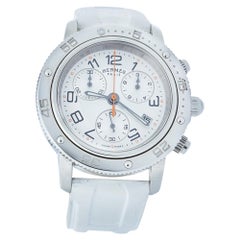 Hermes Silver Rubber Clipper Chronograph CP2.410 Unisex Wristwatch 36 mm