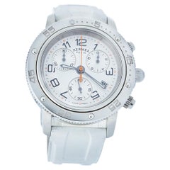 Hermes Silberner Gummi-Clipper-Chronograph CP2.410 Unisex-Armbanduhr 36 mm