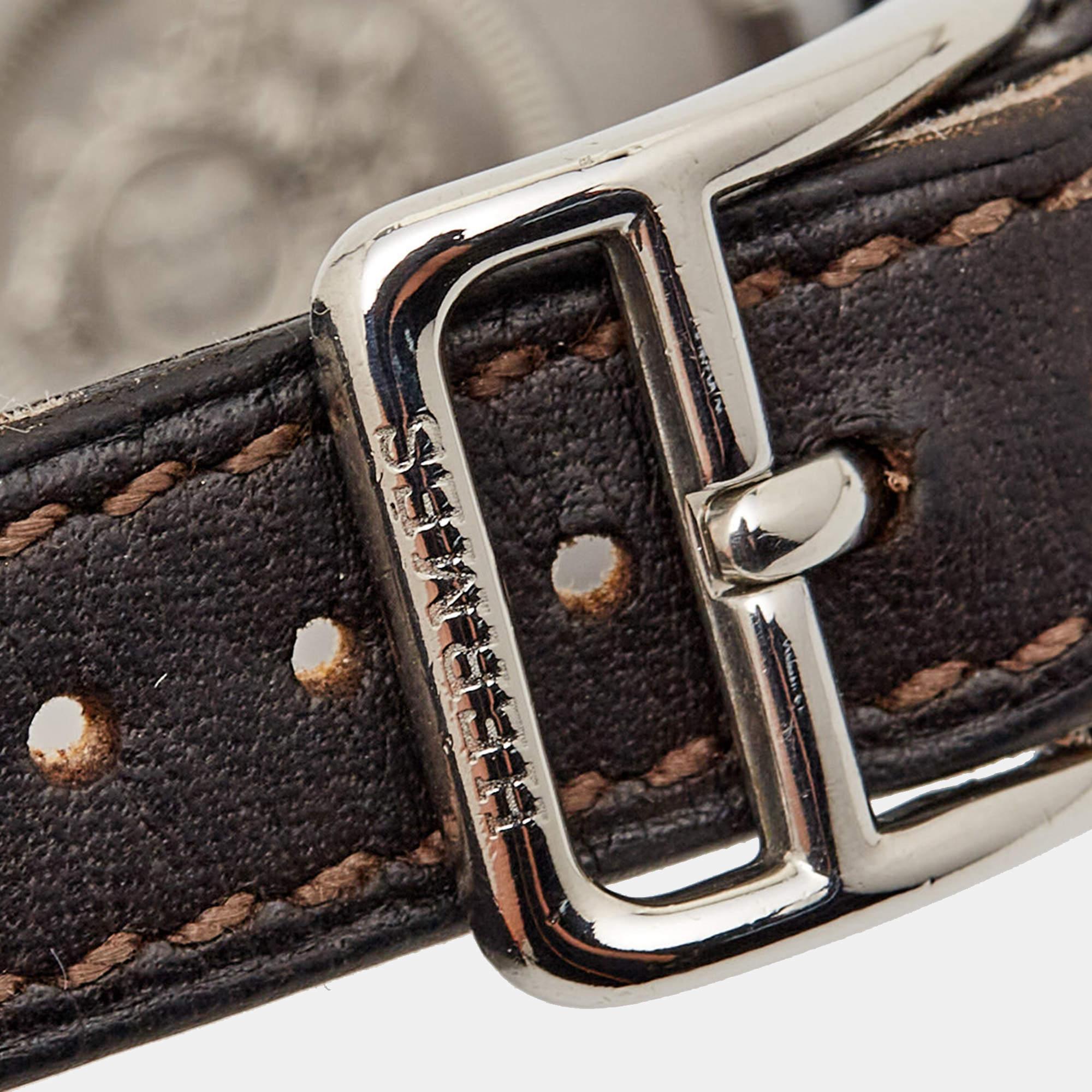 Hermes Silver Stainless Steel Leather Cape Cod CC1.210 Unisex Wristwatch 23 mm 6