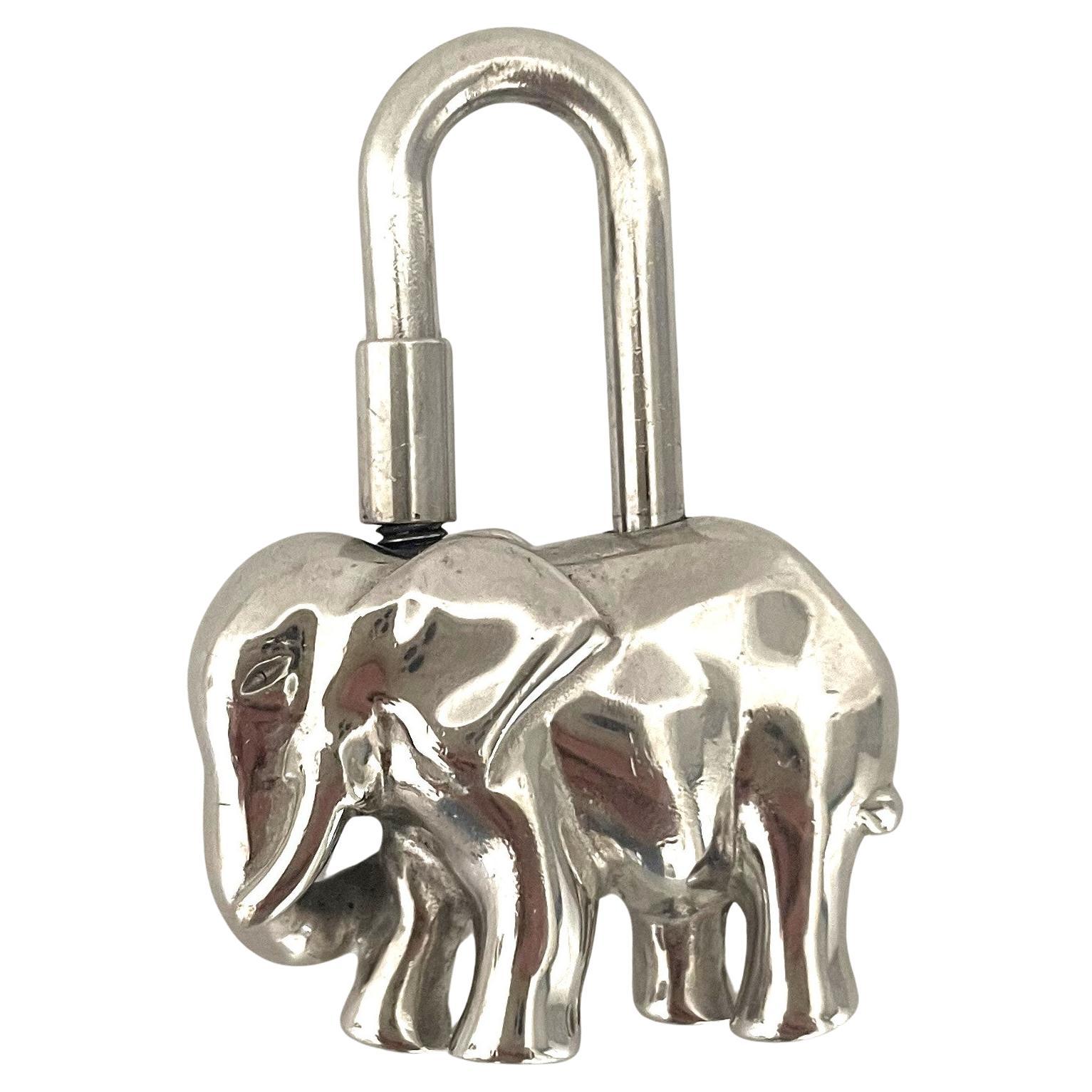 Hermes Silver Tone Elephant Cadena Charm Pendant Collectible Limited 1992 For Sale