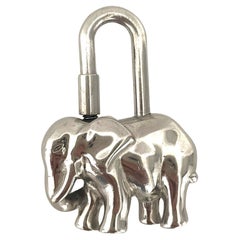 Hermes Silver Tone Elephant Cadena Charm Pendentif Collectible Limited 1992