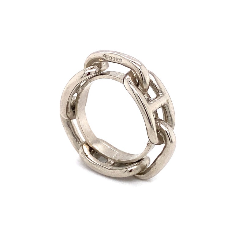 Hermès Silver Tone Horsebit Scarf Ring For Sale at 1stDibs
