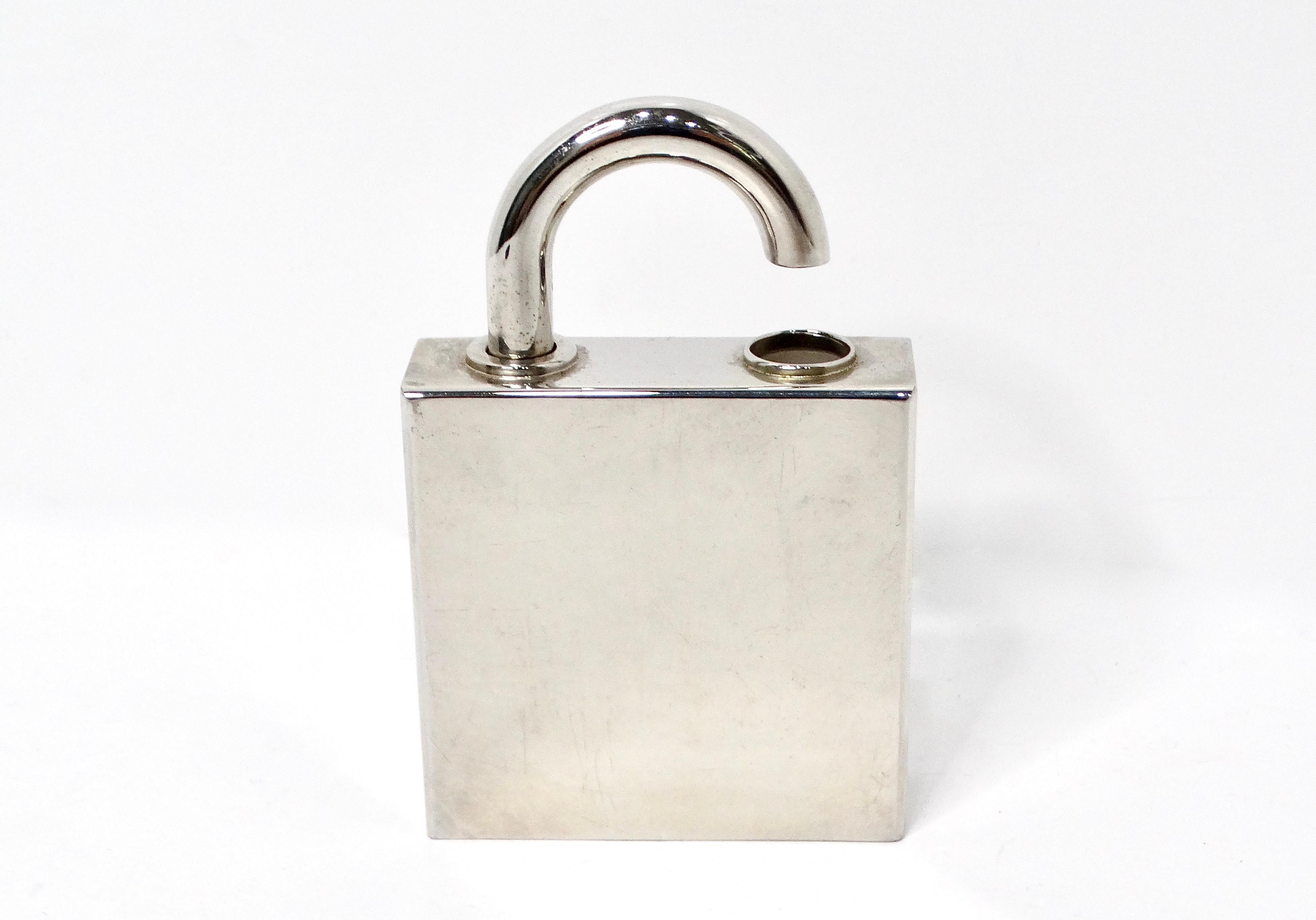Hermes Silver-Tone Padlock Fragrance Spray Holder For Sale 1