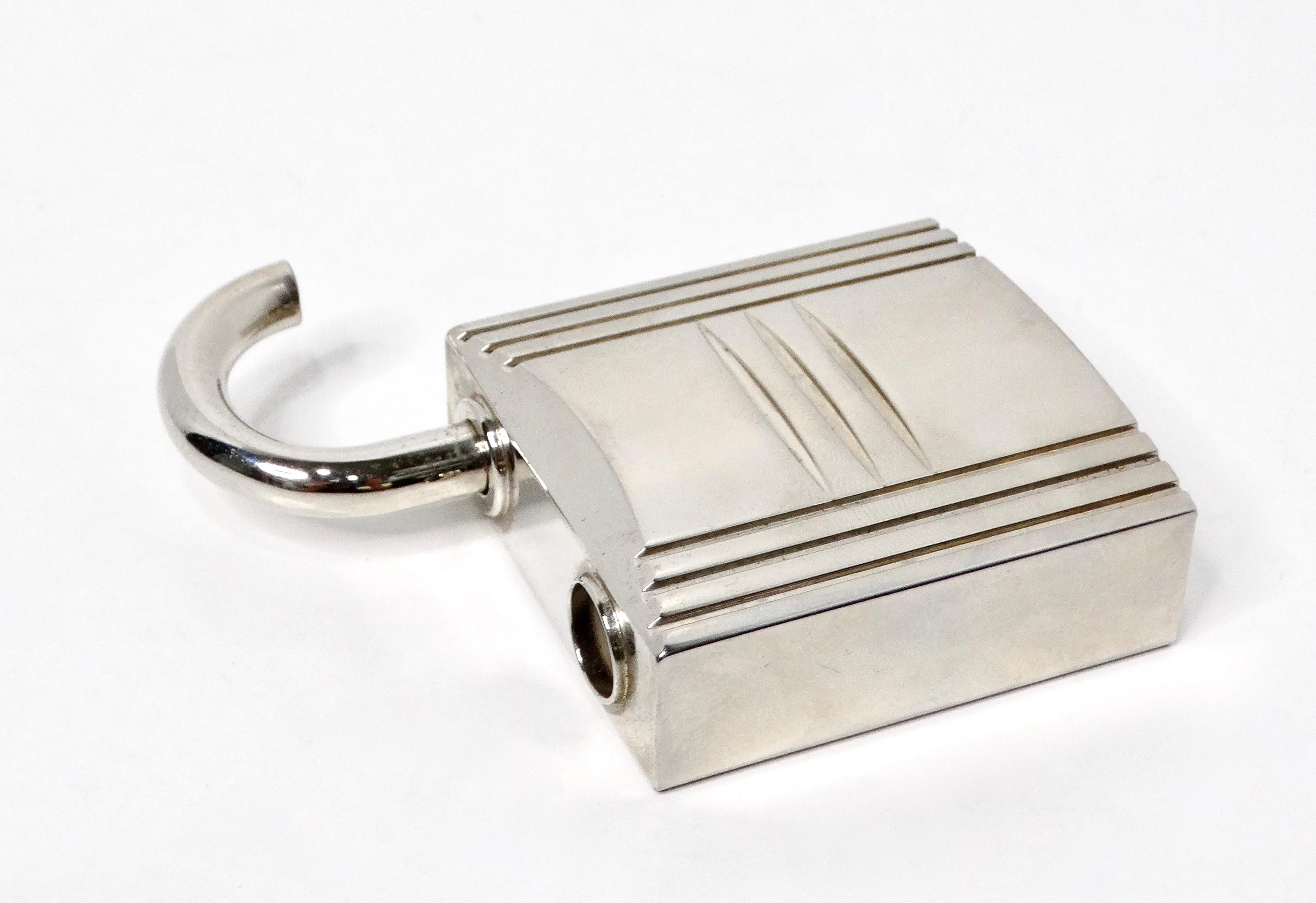 Hermes Silver-Tone Padlock Fragrance Spray Holder For Sale 2