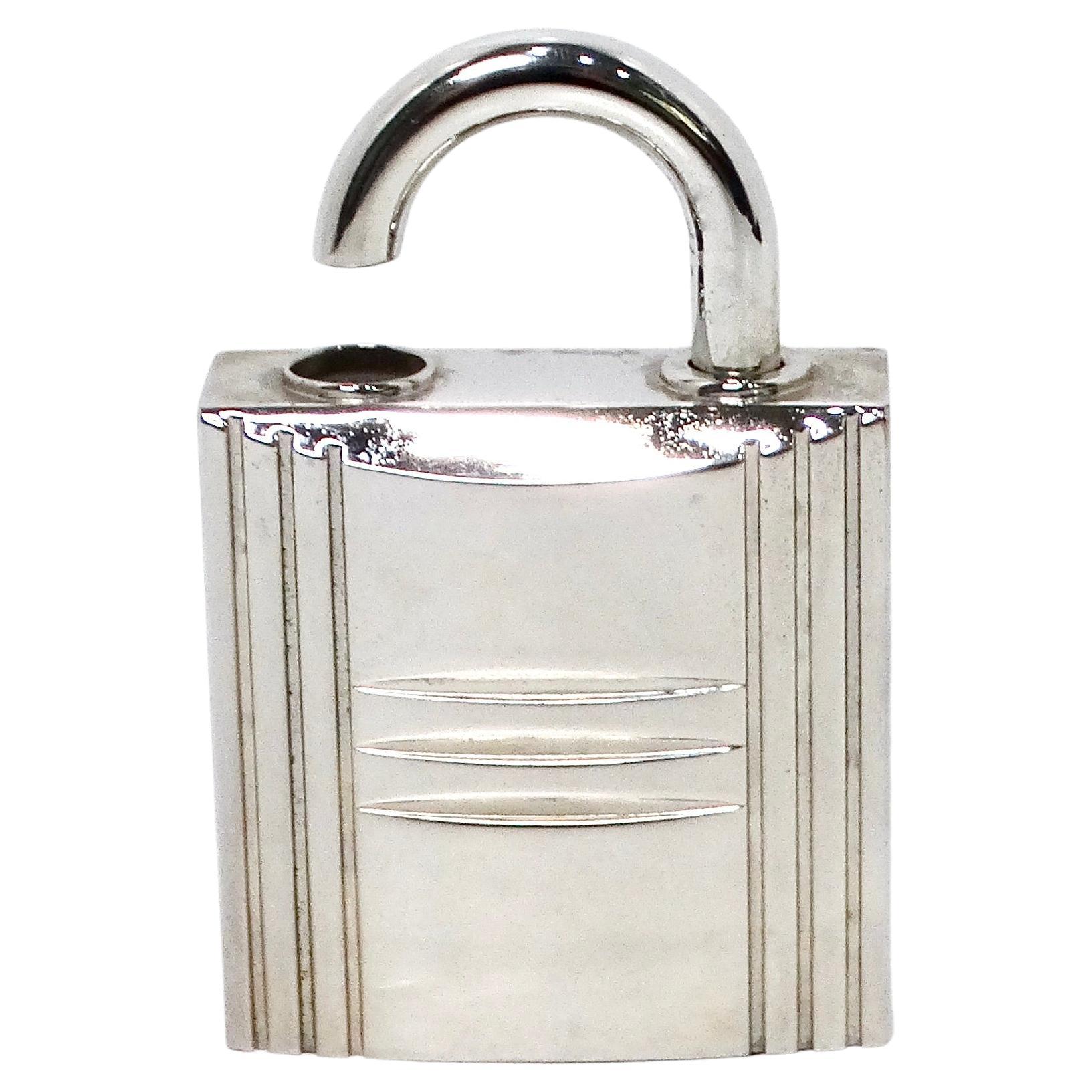 Hermes Silver-Tone Padlock Fragrance Spray Holder For Sale