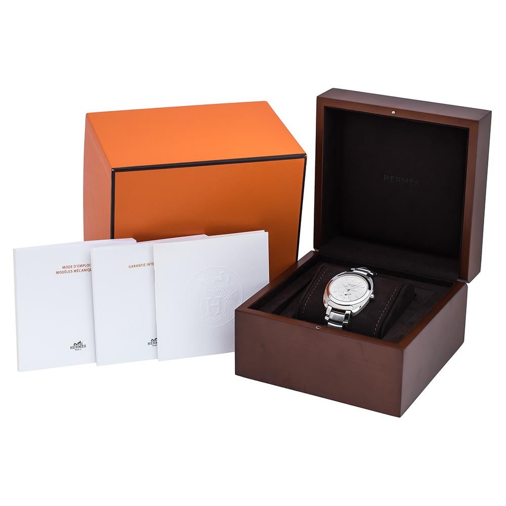 Hermes Silver White Stainless Steel Dressage DR5.71B Men's Wristwatch 40 mm 1