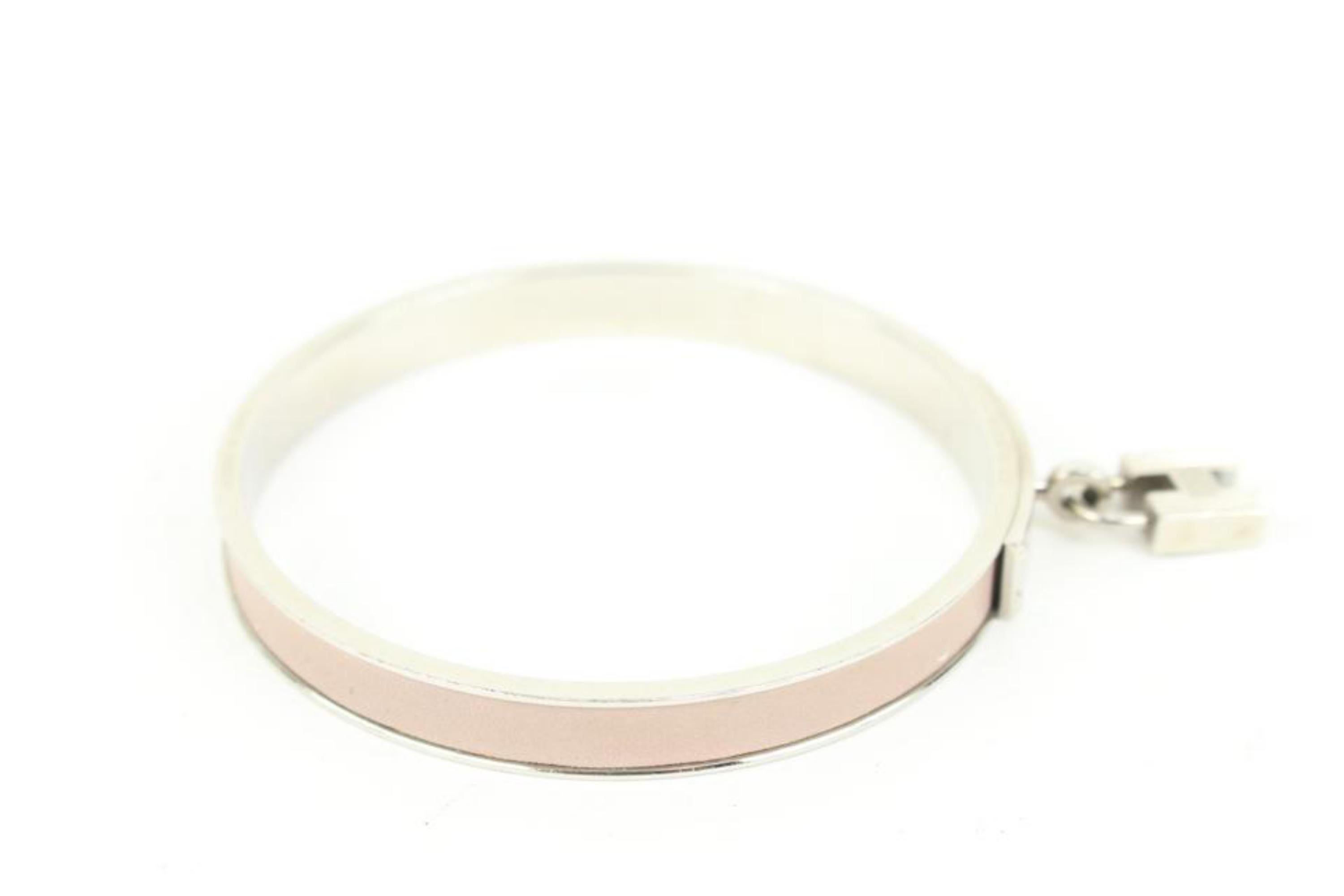 Hermès Silver x Baby Pink Kelly H Cadena Bangle Bracelet 41h62 1
