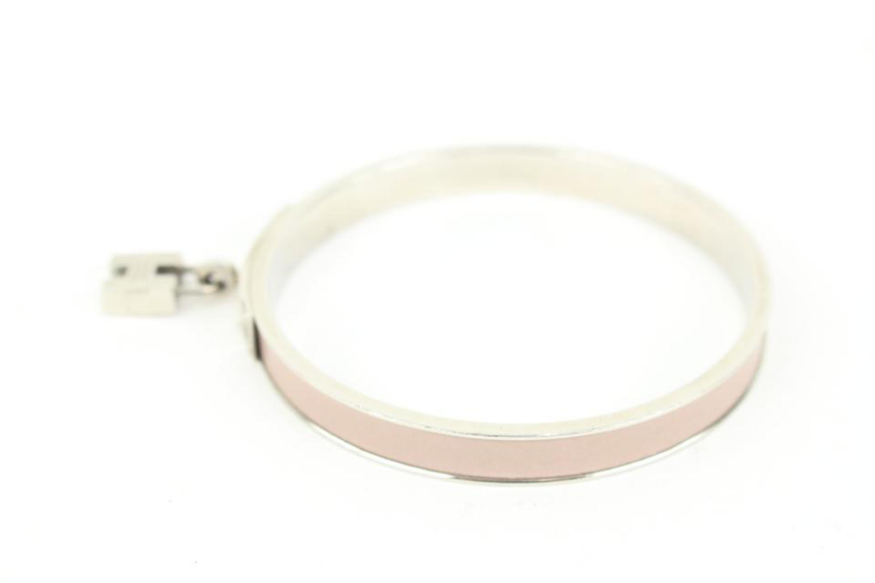 Hermès Silver x Baby Pink Kelly H Cadena Bangle Bracelet 41h62 2