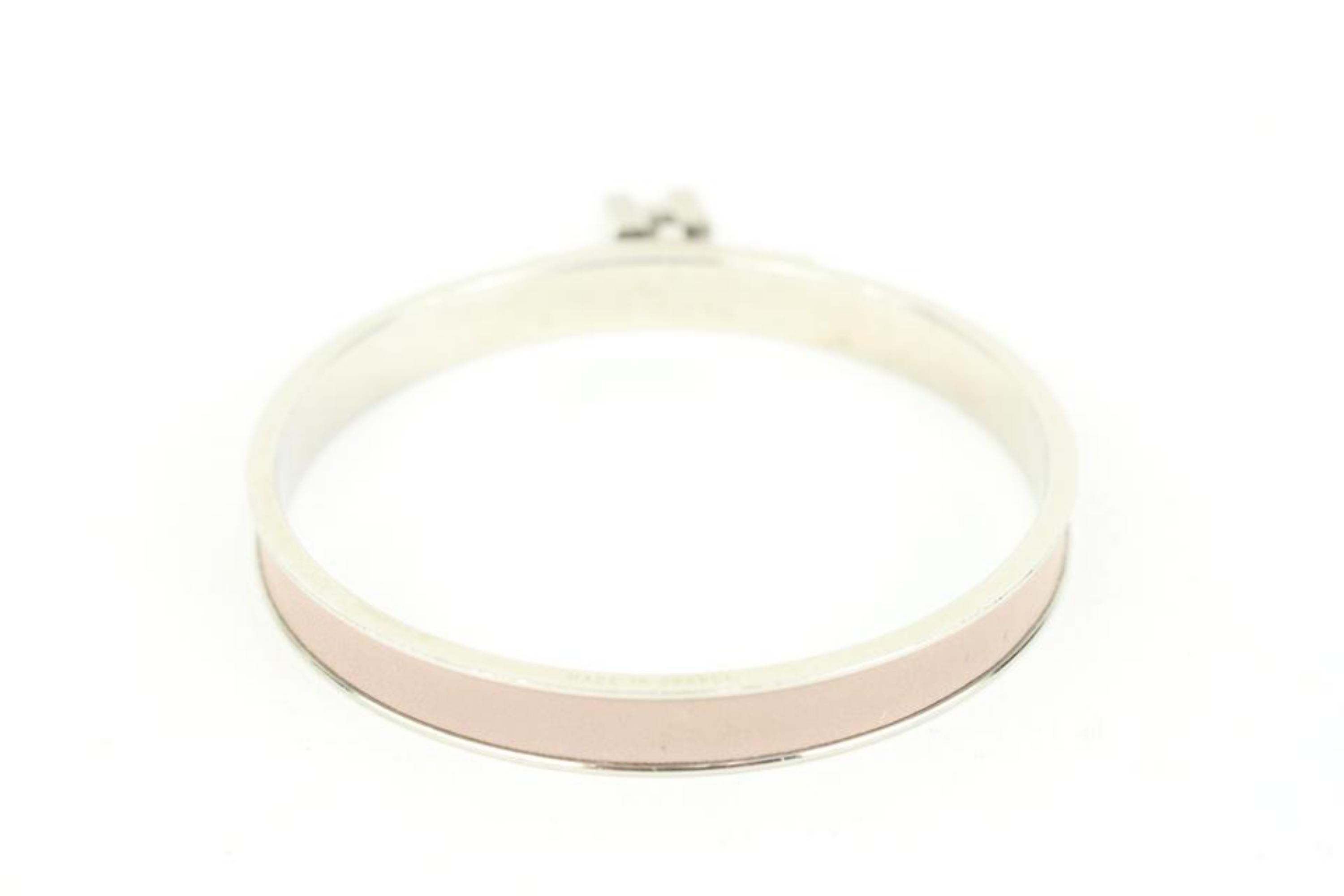 Hermès Silver x Baby Pink Kelly H Cadena Bangle Bracelet 41h62 3
