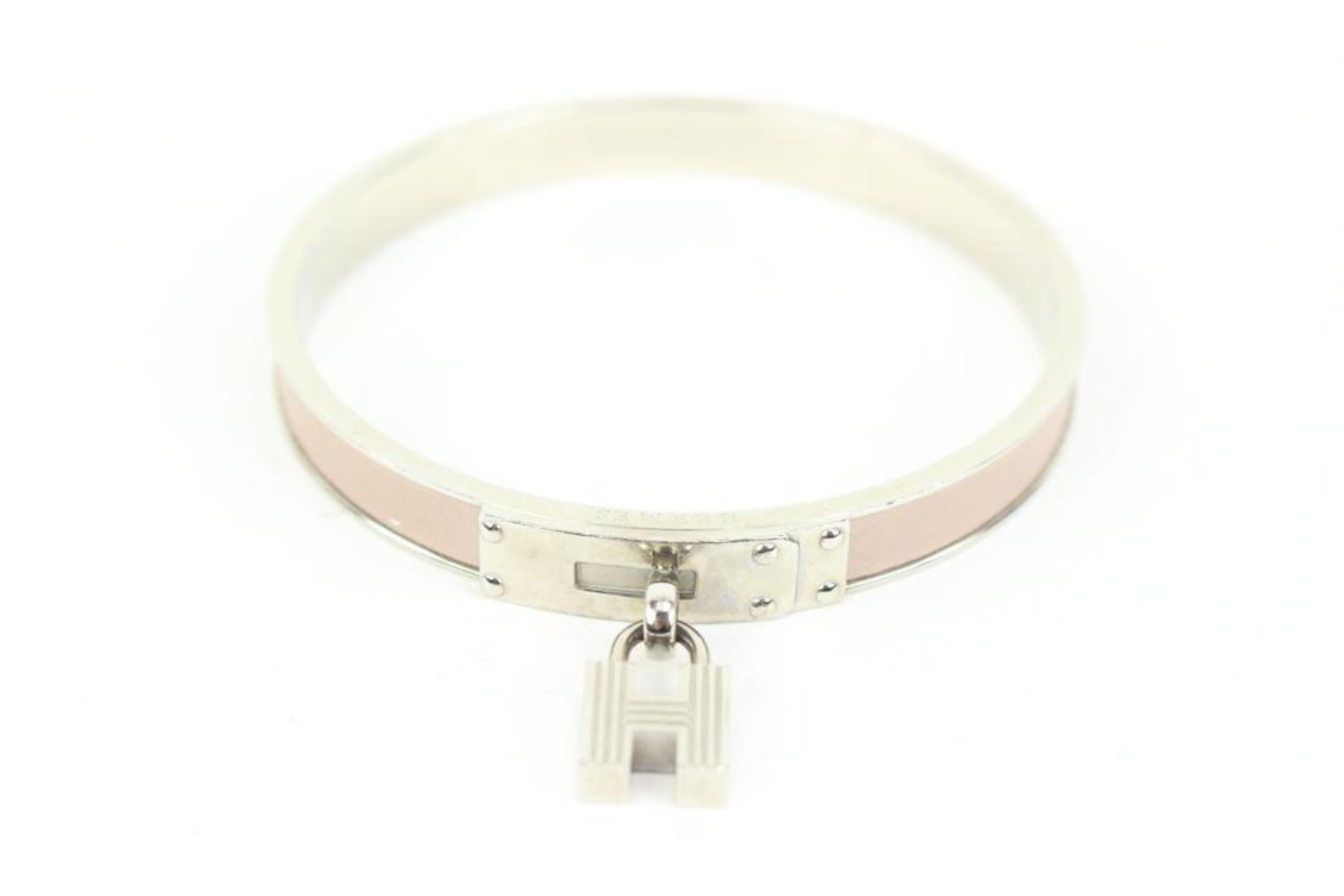 Hermès Silver x Baby Pink Kelly H Cadena Bangle Bracelet 41h62 4