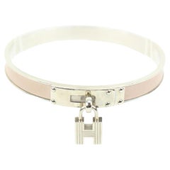 Hermès Argent x Baby Pink Kelly H Cadena Bangle Bracelet 41h62