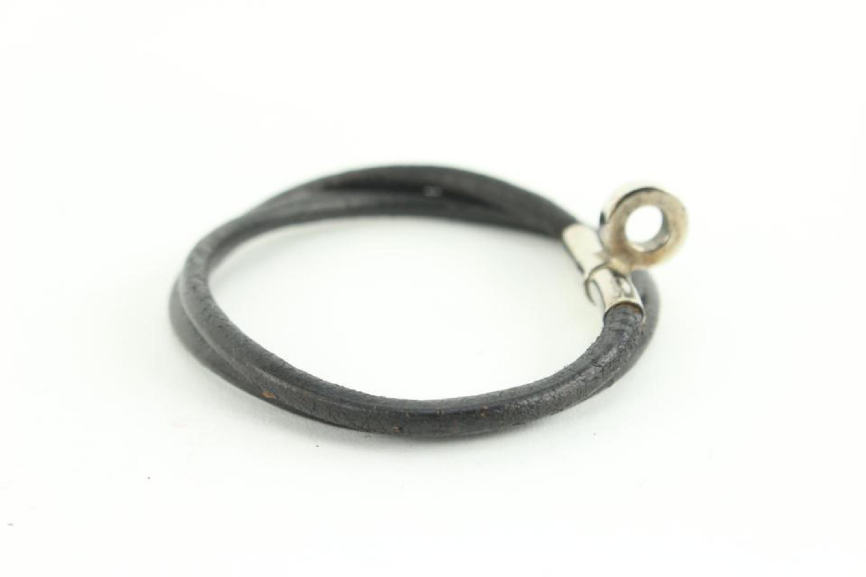 Hermès Silver x Black Leather String Bracelet 16h22 3