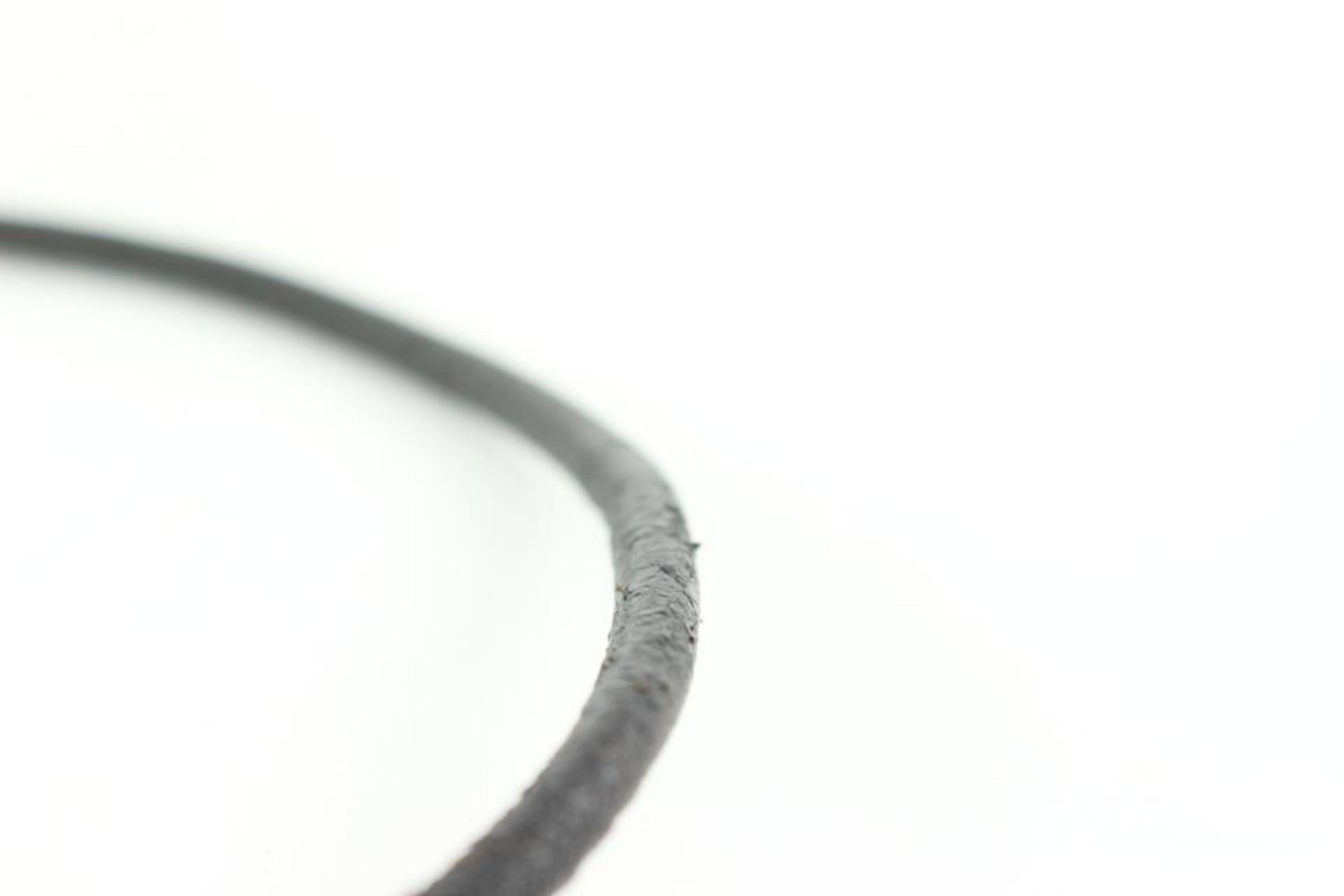 Hermès Silver x Black Leather String Bracelet 16h22 In Good Condition In Dix hills, NY
