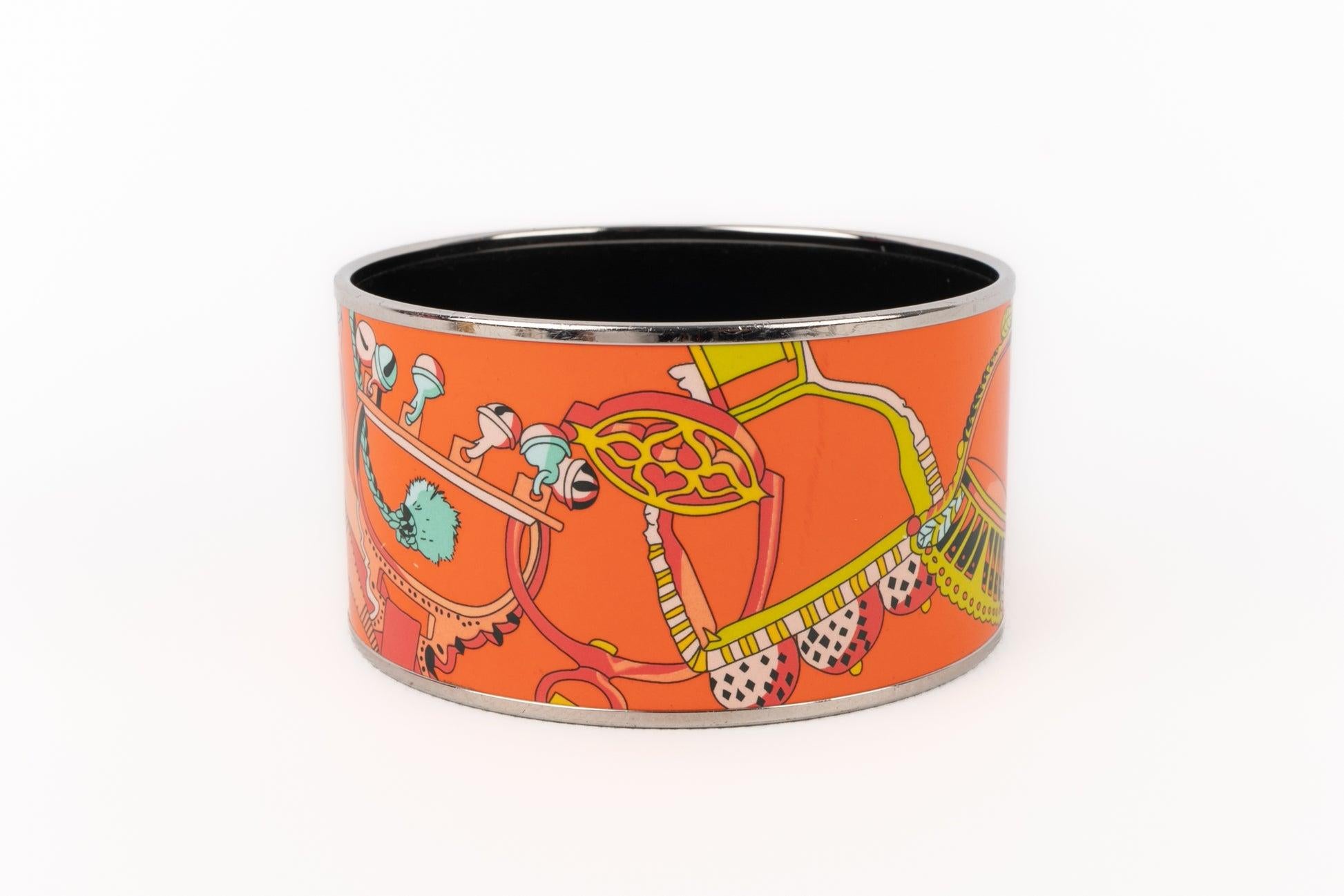 Women's Hermès Silvery Metal Enameled Bracelet For Sale