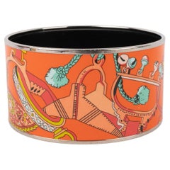 Hermès - Bracelet en métal argenté et émaillé